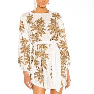 Retrofete White and Gold Long Sleeve Dress